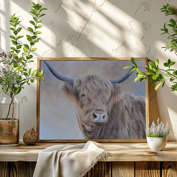 Daphne in scene, cow painting