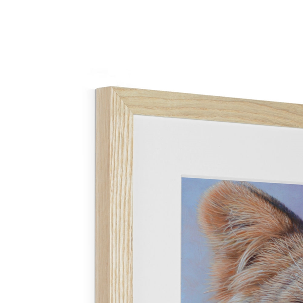 Sam Dolman Freya Lion Fine Art, Wood frame, left corner