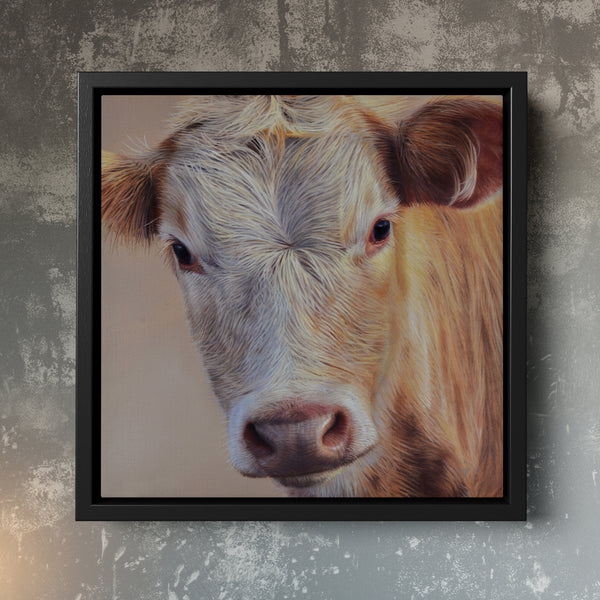 Sam Dolman Sally Cow Wall Art, Black frame