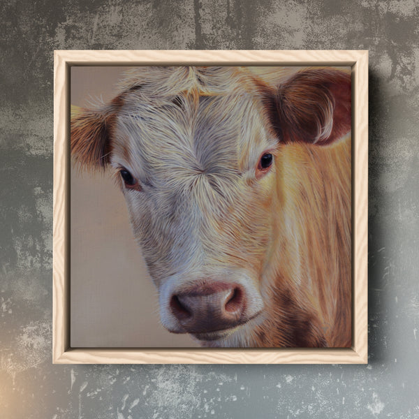 Sam Dolman Sally Cow Wall Art, Natural frame