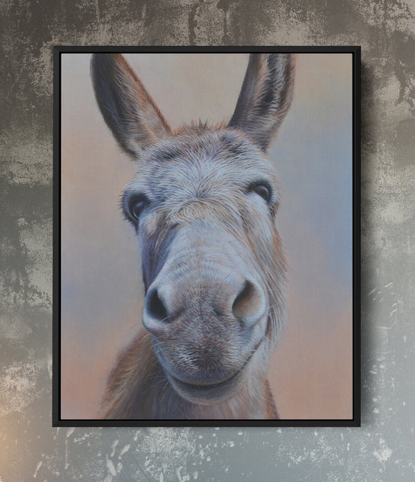 Sam Dolman William Donkey Canvas Art, Black frame