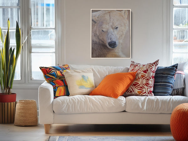 Sam Dolman Tala Polar Bear Canvas Art, Natural frame in scene